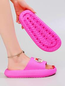 Chanclas banda única con diseño de figura - Rosa Fucsia - Ver 2