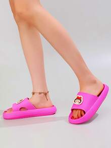 Chanclas banda única con diseño de figura - Rosa Fucsia - Ver 3