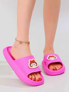 Chanclas banda única con diseño de figura - Rosa Fucsia - Ver 4