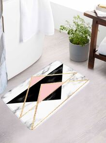 1pc Geometric Pattern Bath Rug Or 1pc Shower Curtain - Multicolor - View 2