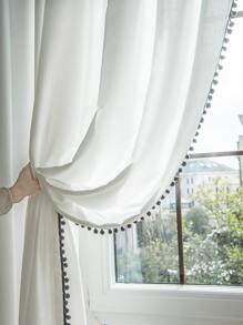 Rèm trang trí đơn Pompom - Đen và trắng - Xem 4