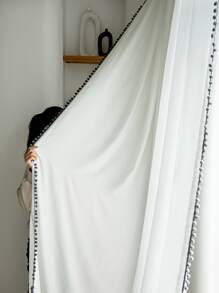 Rèm trang trí đơn Pompom - Đen và trắng - Xem 3