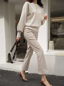 DAZY Solid Drop Shoulder Sweater,Long Sleeve Tops,Fall Clothes