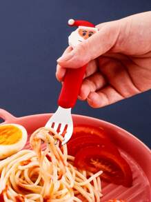 2pcs Christmas Santa Claus Decor Dining Set & 1pc Storage Box - Silver - View 7