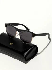 1 pieza Gafas de ojo de gato grandes de estilo vintage bohemio para parejas, con marco de resina mixta dorada y bisagras de remache metálico, clásicas para viajar, con círculo metálico, lentes de policarbonato irrompibles, moda de lujo retro para hombres en todas las estaciones, para verano, playa, viajes y actividades al aire libre - Negro - Ver 3