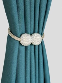 2pcs Pearl Plastic Buckle Window Curtain Tieback - Champagne - View 7