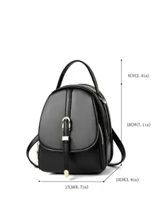 Mini Buckle Decor Functional Backpack for Women, Rookies & White-collar Workers - Black - View 3