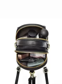 Mini Buckle Decor Functional Backpack for Women, Rookies & White-collar Workers - Black - View 6