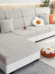 1入組格紋圖案有彈性沙發座套 - 淺灰色 - 查看 7