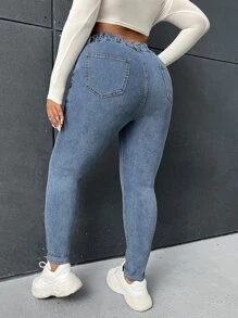 SHEIN Essnce Plus Skinny Jeans - Medium Wash - View 3