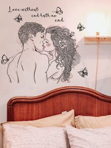 1pc Slogan & Figure Graphic Wall Sticker - Multicolor - View 4