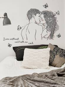 1pc Slogan & Figure Graphic Wall Sticker - Multicolor - View 6