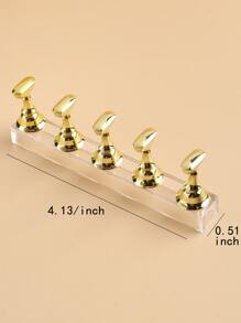 FULL BEAUTY 5入組透明亞克力指甲設計練習架，帶1入組底座支架磁性指甲架訓練指甲展示架DIY指甲水晶架美甲沙龍 - 金色 - 查看 3