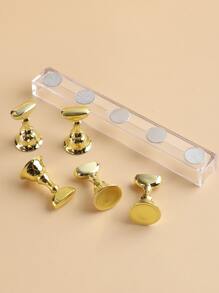 FULL BEAUTY 5入組透明亞克力指甲設計練習架，帶1入組底座支架磁性指甲架訓練指甲展示架DIY指甲水晶架美甲沙龍 - 金色 - 查看 4