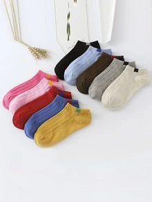 10pairs Contrast Panel Ankle Socks - Multicolor - View 2