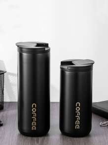 1pc Letter Graphic Insulated Tumbler Back To School - Black - View 1