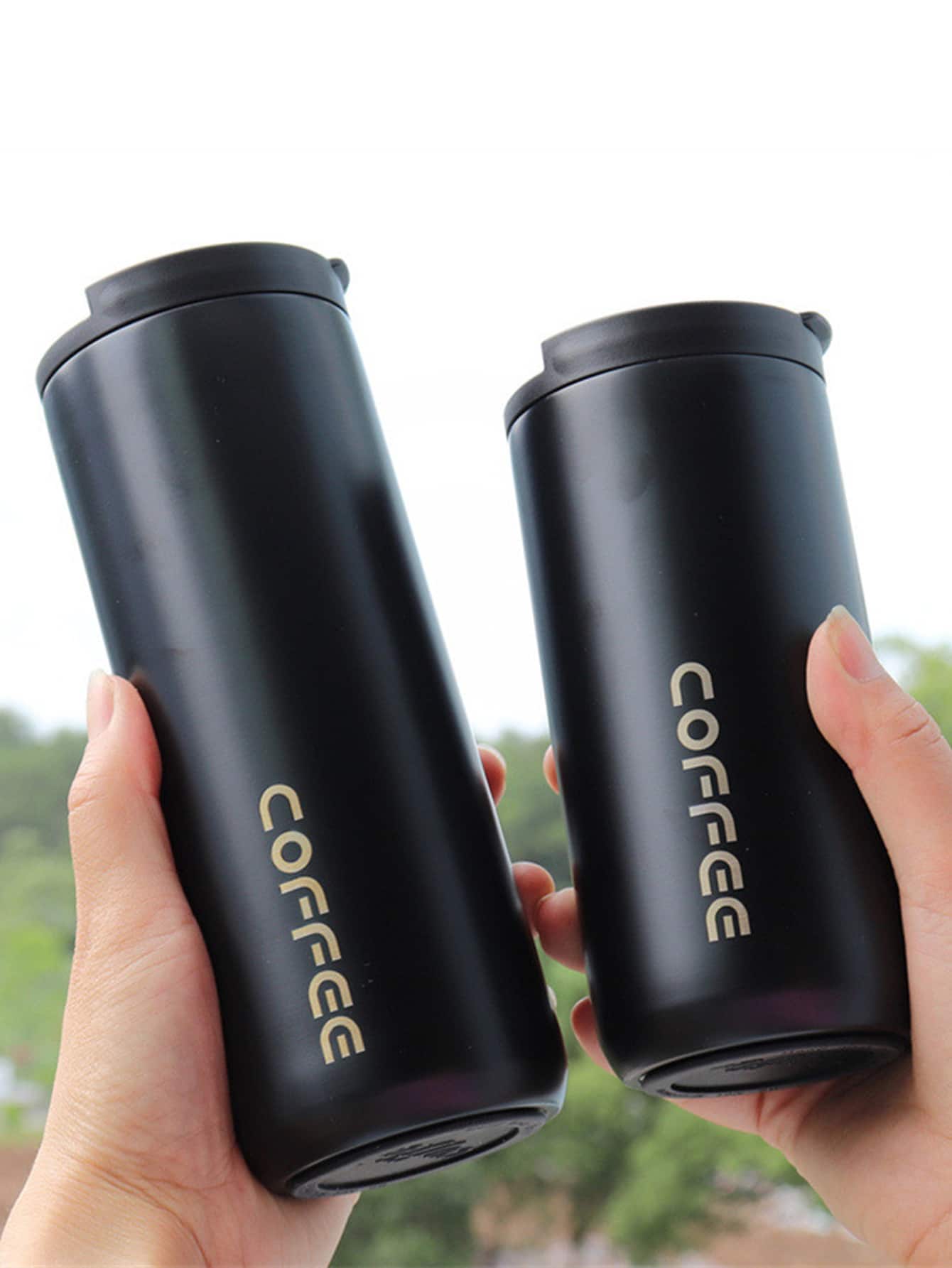 1pc Letter Graphic Insulated Tumbler Back To School - Black - View 2