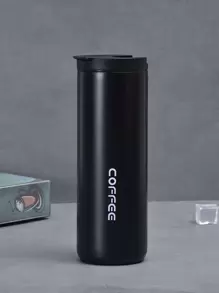 1pc Letter Graphic Insulated Tumbler Back To School - Black - View 4