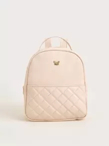 1pc Girl'S Pu Stitched Lotus Pink Princess Style Fashion Backpack, Suitable For Daily Use - Dusty Pink - View 1