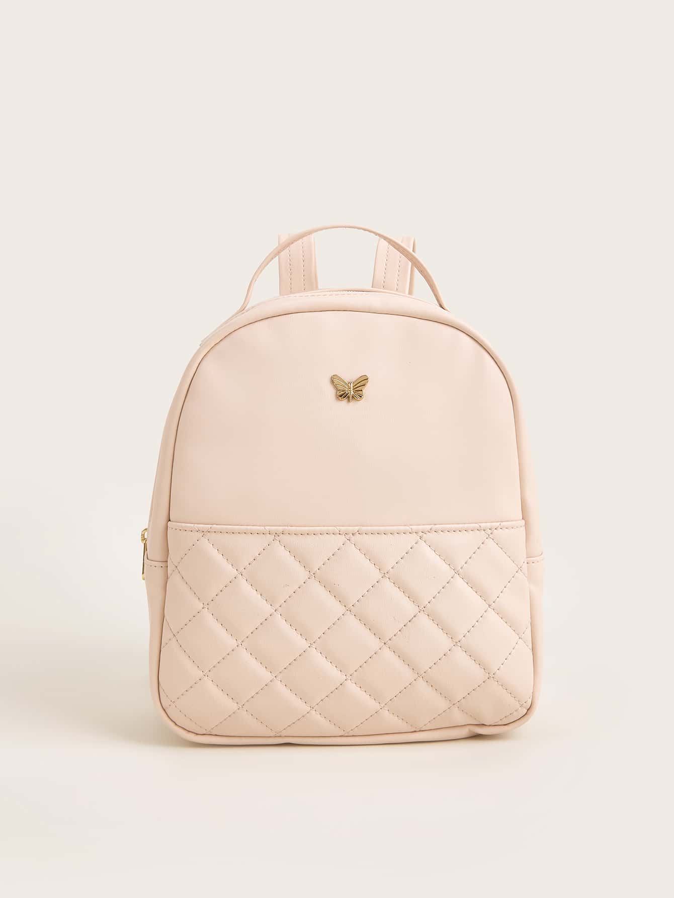 1pc Girl'S Pu Stitched Lotus Pink Princess Style Fashion Backpack, Suitable For Daily Use - Dusty Pink - View 1