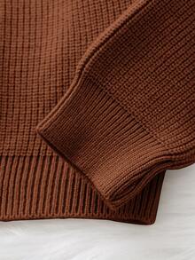 Bebé Jersey de cuello alto tejido de canalé - Marrón - Ver 4