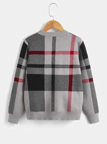 Boys Plaid Pattern Jumper - Grey - View 2