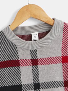 Boys Plaid Pattern Jumper - Grey - View 4