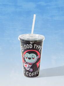 Typhoonic Slogan & Cartoon Graphic Tumbler - Multicolor - View 1