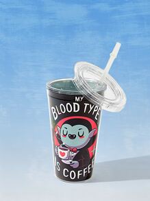 Typhoonic Slogan & Cartoon Graphic Tumbler - Multicolor - View 2