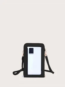 Monedero de móvil con estampado de letra - Negro - Ver 2