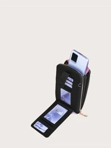 Monedero de móvil con estampado de letra - Negro - Ver 3