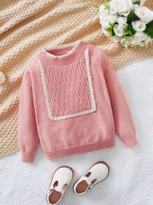 Toddler Girls Contrast Trim Jumper - Pink - View 1