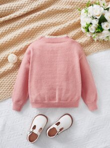 Toddler Girls Contrast Trim Jumper - Pink - View 2