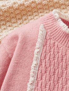 Toddler Girls Contrast Trim Jumper - Pink - View 3