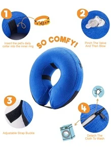 Protective Inflatable Collar For Dogs And Cats - Soft Pet Recovery Collar - Blue - View 4