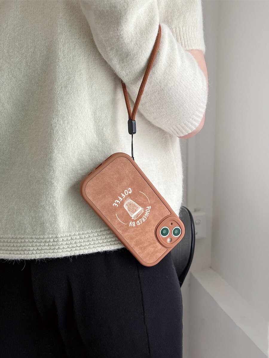 Printed Phone Case, Coffee Slogan Phone Case, Brown Phone Case, Comes