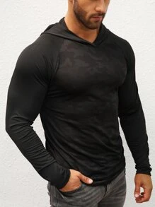 Sudadera deportiva de manga raglán para hombres - Negro - Ver 5