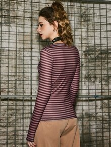 ROMWE Butterfly & Striped Print Tee - Multicolor - View 4