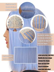 Peluca sintética corto recto - Azul - Ver 4