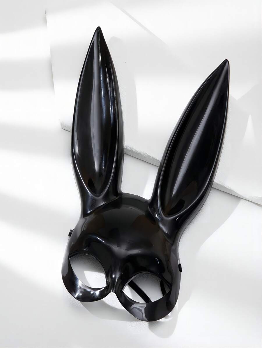 1pc Sexy Black Pp Decorated Half-face Bunny Girl Mask For Halloween And Daily Use For Women - Black - View 1