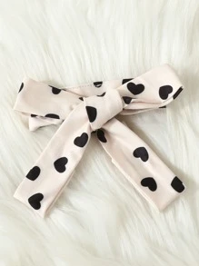 Bebé Pantalones con camiseta con estampado de corazón ribete con fruncido con banda cabeza - Caqui - Ver 4