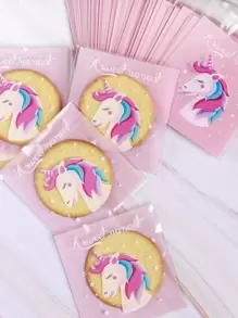 أكياس تغليف البسكويت / الحلوى 100 قطعة بتصميم وحش القرد النادر 10 * 10 سم (3.9 * 3.9 بوصة)، عالية الالتصاق - وردي - مشاهدة 1