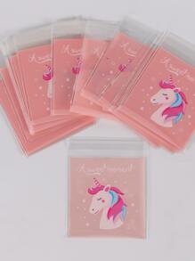 أكياس تغليف البسكويت / الحلوى 100 قطعة بتصميم وحش القرد النادر 10 * 10 سم (3.9 * 3.9 بوصة)، عالية الالتصاق - وردي - مشاهدة 3