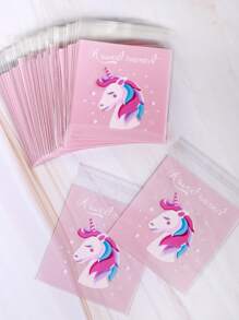 أكياس تغليف البسكويت / الحلوى 100 قطعة بتصميم وحش القرد النادر 10 * 10 سم (3.9 * 3.9 بوصة)، عالية الالتصاق - وردي - مشاهدة 5