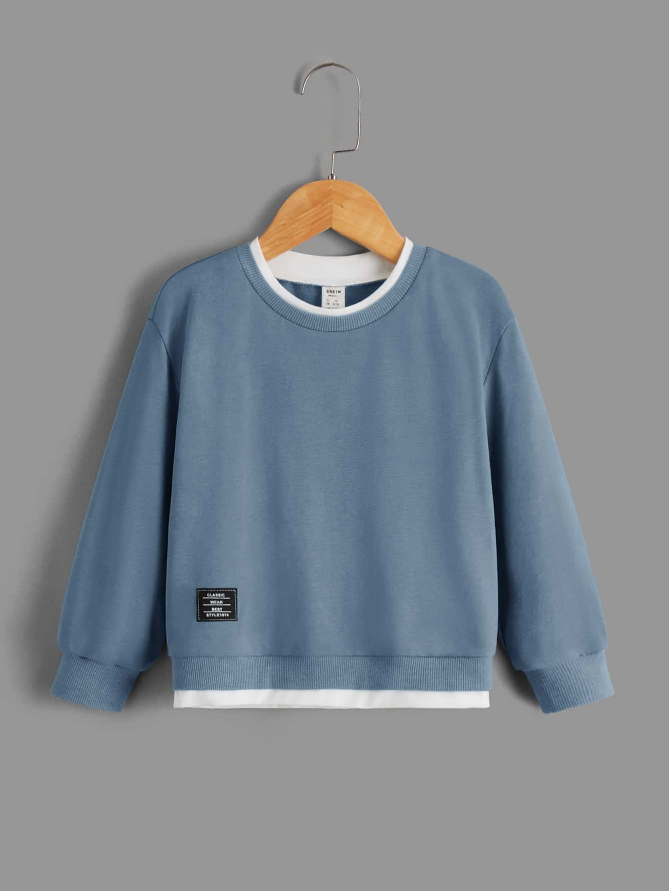 SHEIN Young Boy Letter Patched 2 In 1 Pullover,In Fall/Winter