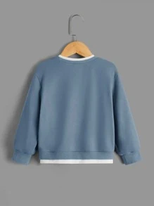 SHEIN Young Boy Letter Patched 2 In 1 Pullover,In Fall/Winter