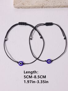 2pcs Evil Eye Decor Bracelet - Royal Blue - View 5