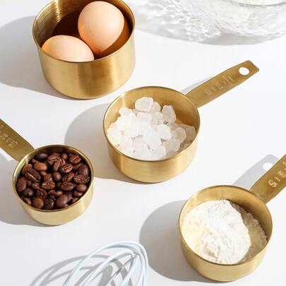 4pcs Stainless Steel Measuring Cup, Gold Measuring Spoon For Household