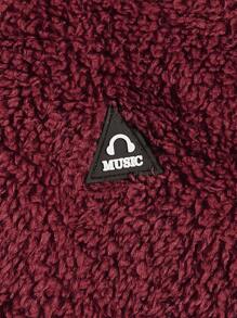 Manfinity Men 3D Ears Patched Teddy Hoodie - Maroon - View 4