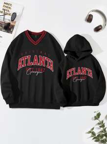 SHEIN Áo nỉ giữ nhiệt lót trong, in chữ, dành cho bé trai tuổi teen. - màu đen - Xem 3